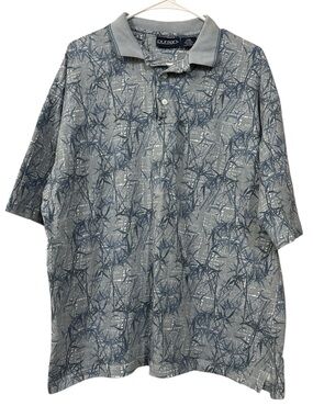 Puritan Gray and Blue Printed Polo Shirt